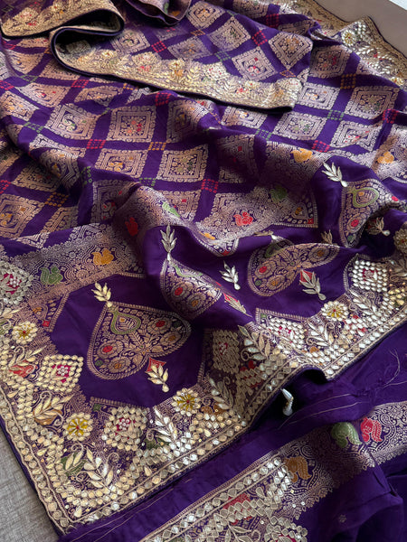 Crepe Banarasi Silk Saree with Gotapatti & Pearl Work