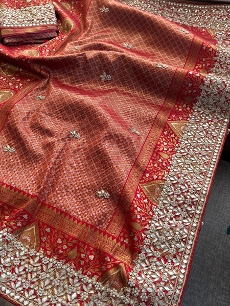 Kanjivaram Meena Silk Banarasi Saree with Gotapatti & Sequins