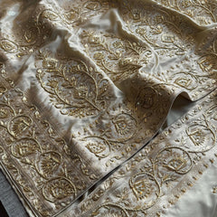 Munga Banarasi Silk Saree with Pearl & Zardozi Embroidery