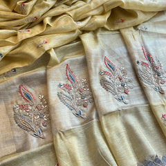 Banarasi Tissue Linen Silk Saree with Resham & Gotapatti Work