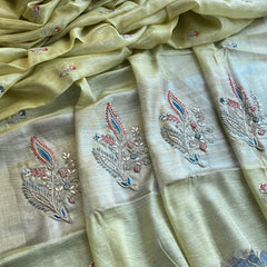 Banarasi Tissue Linen Silk Saree with Resham & Gotapatti Work