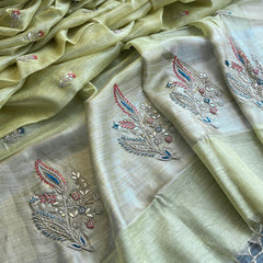 Banarasi Tissue Linen Silk Saree with Resham & Gotapatti Work