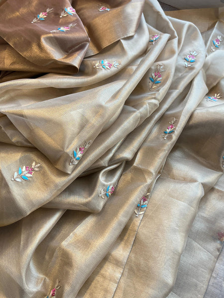 Handloom Tissue Silk Banarasi Saree with Zardozi & Gotapatti