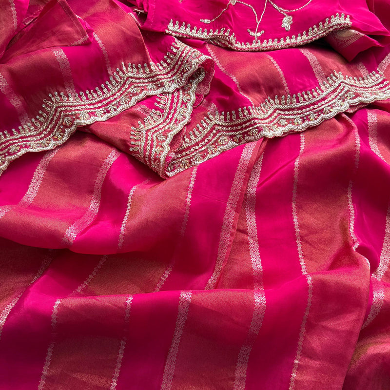 Cosmo Silk Banarasi Saree with Zardozi & Kutdana Work
