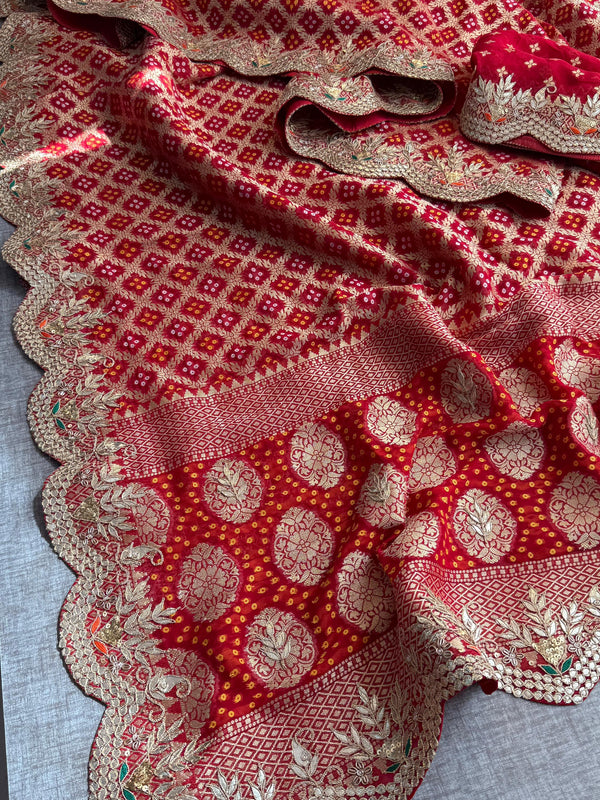 Munga Silk Banarasi Saree with Pearl, Resham & Kutdana