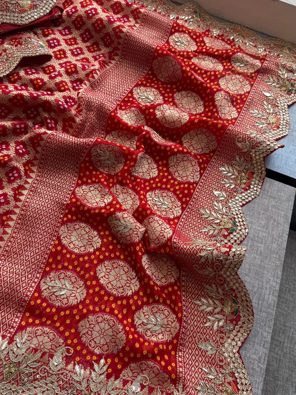 Munga Silk Banarasi Saree with Pearl, Resham & Kutdana