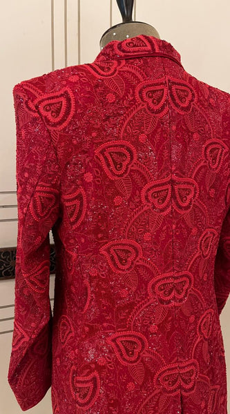 Surrkkh Laal Ek-Taar Blazer Set – Premium Wedding Wear
