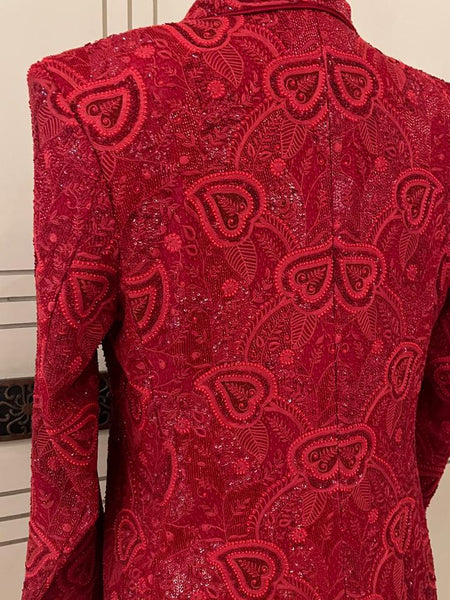 Surrkkh Laal Ek-Taar Blazer Set – Premium Wedding Wear