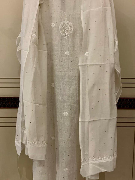 Mul Chanderi Kurta Set with Sequin, Katdana & Kasab