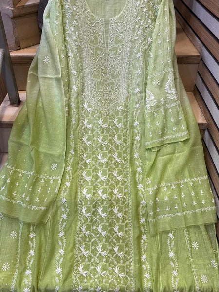 Mul Chanderi Kurta Dupatta Set with Katdana Embroidery