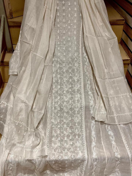 Mul Chanderi Kurta Dupatta Set with Katdana Embroidery