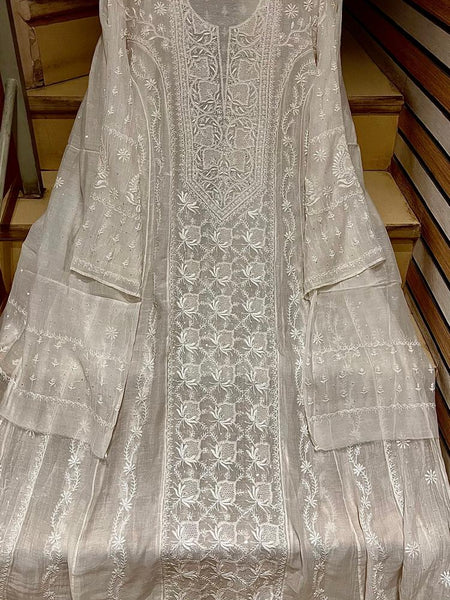 Mul Chanderi Kurta Dupatta Set with Katdana Embroidery
