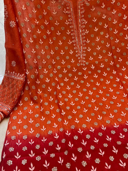 Mul Chanderi Kurta Set with Sequins, Katdana & Kasab