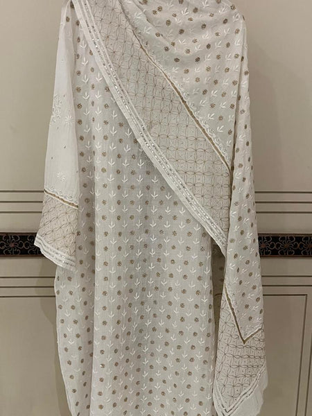 Mul Chanderi Kurta Set with Sequins, Katdana & Kasab