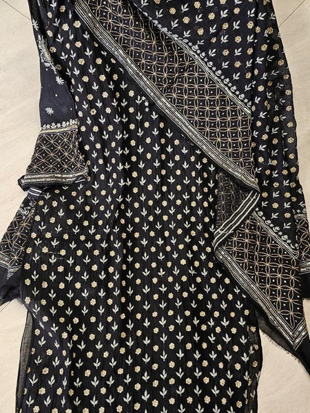 Mul Chanderi Kurta Set with Sequins, Katdana & Kasab