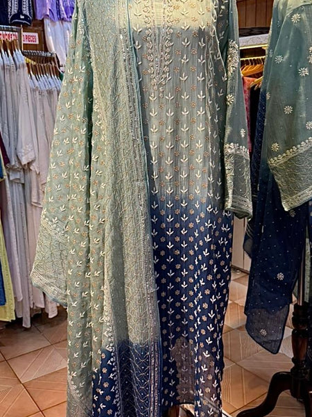 Mul Chanderi Kurta Set with Sequins, Katdana & Kasab
