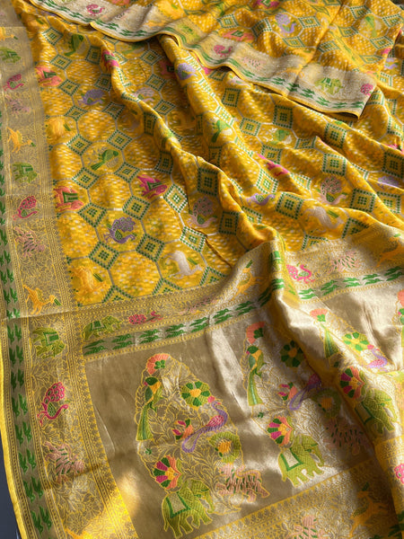 Khaddi Georgette Silk Saree with Meena Bandhani Weave