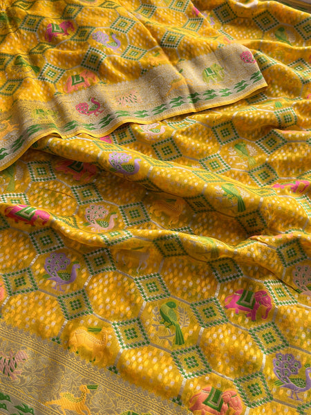 Khaddi Georgette Silk Saree with Meena Bandhani Weave