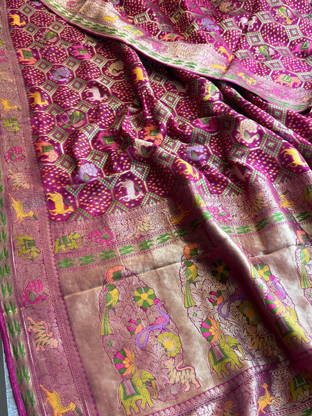 Khaddi Georgette Silk Saree with Meena Bandhani Weave