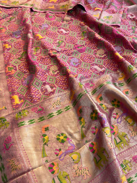 Khaddi Georgette Silk Saree with Meena Bandhani Weave