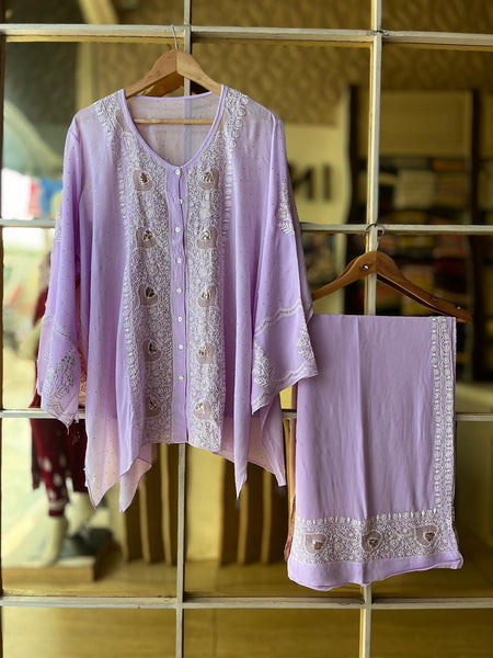 Pure Georgette Co-Ord Set with Mukaish Pitta Work