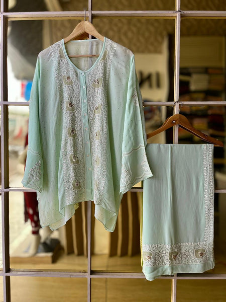 Pure Georgette Co-Ord Set with Mukaish Pitta Work
