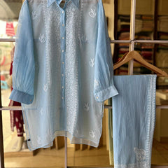 Pure Kota Doria Co-Ord Set with Sequin Embellishment