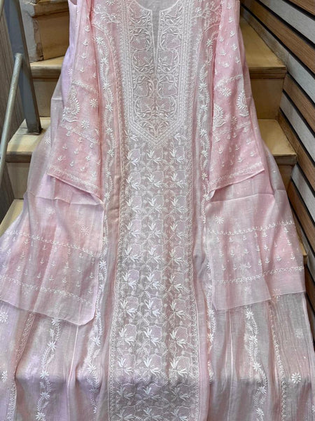 Mul Chanderi Anarkali Set with Pearl & Katdana Embroidery