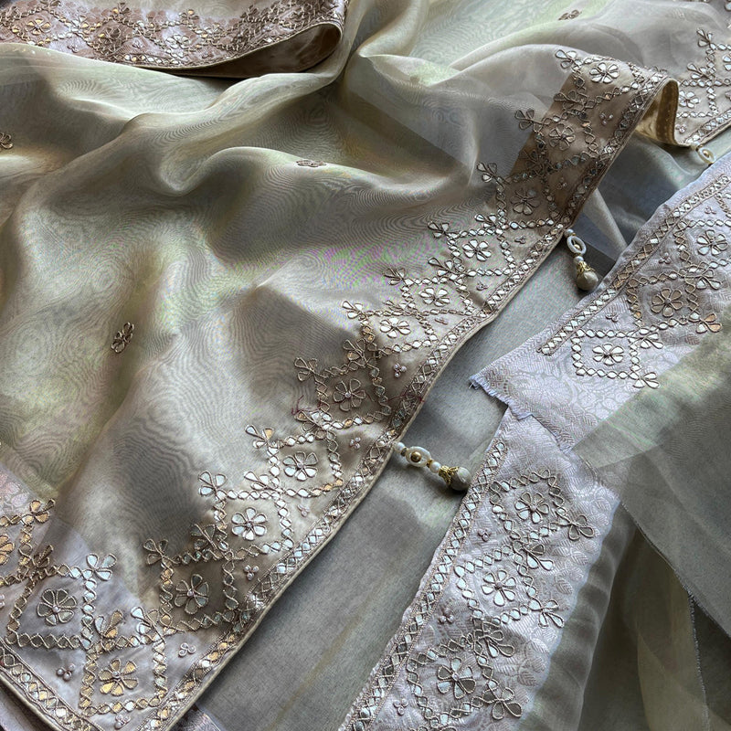 Soft Tissue Banarasi Silk Saree with Gotapatti Detailing