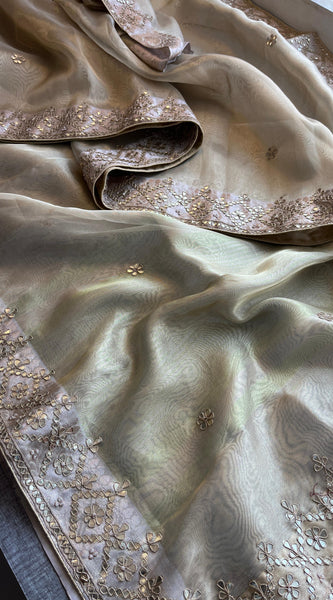 Soft Tissue Banarasi Silk Saree with Gotapatti Detailing