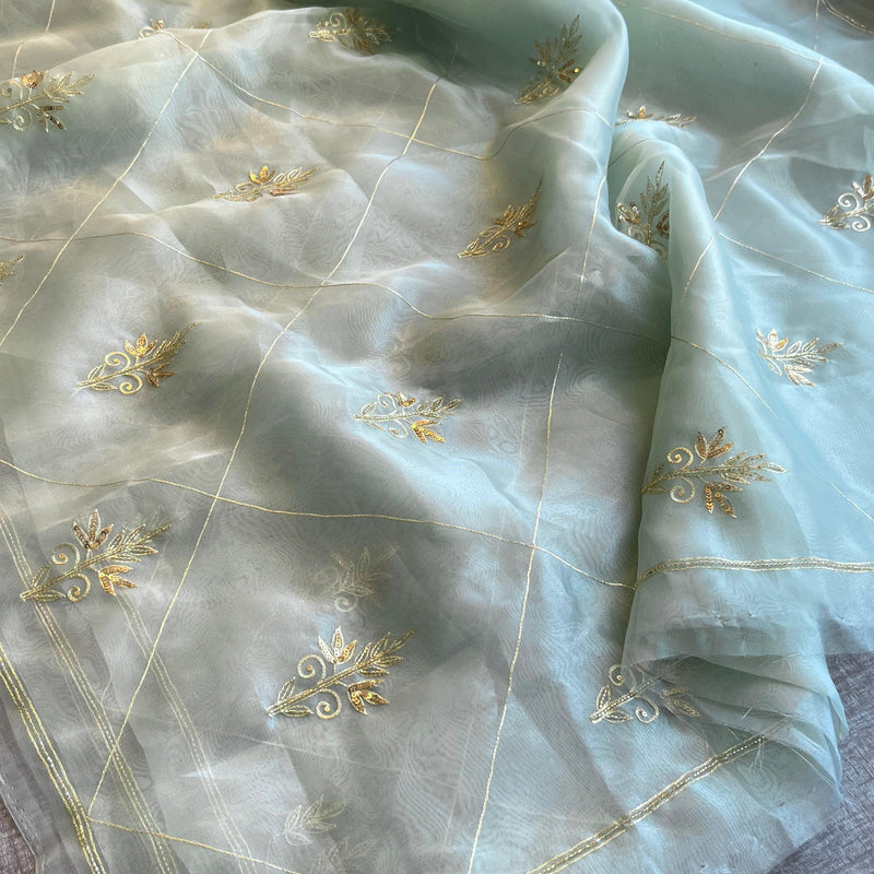Soft Organza Saree with Zardozi & Pearl Hand Embroidery