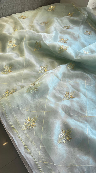 Soft Organza Saree with Zardozi & Pearl Hand Embroidery
