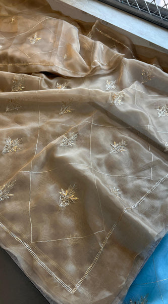 Soft Organza Saree with Zardozi & Pearl Hand Embroidery