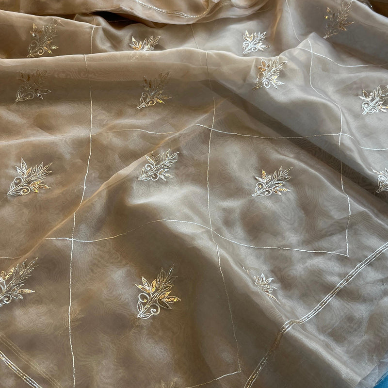 Soft Organza Saree with Zardozi & Pearl Hand Embroidery