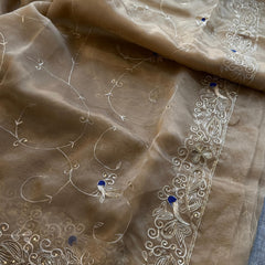 Embroidered Soft Organza Silk Saree with Resham & Pearl Work