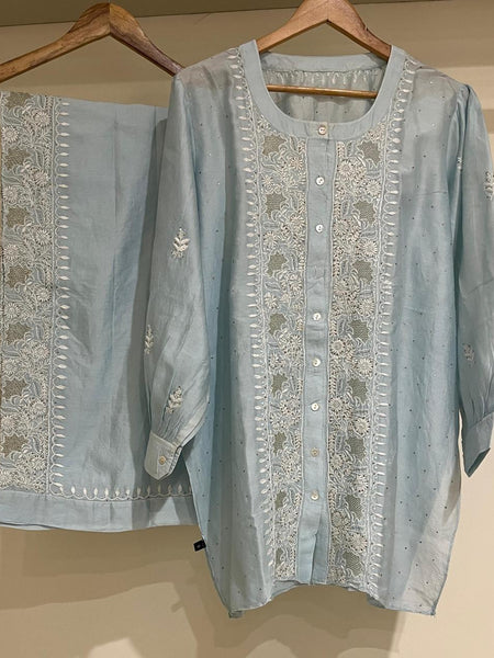 Pure Chanderi Embellished Co-ord Set for Women