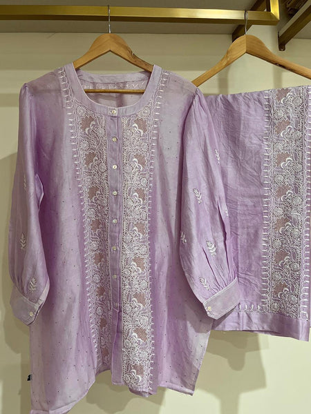 Pure Chanderi Embellished Co-ord Set for Women