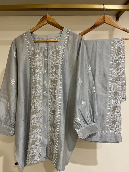 Pure Chanderi Embellished Co-ord Set for Women