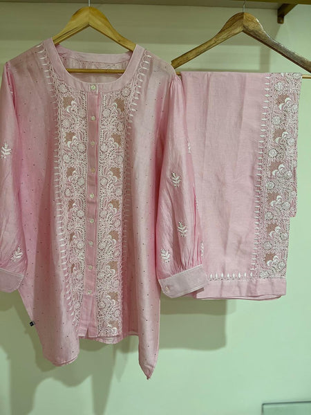 Pure Chanderi Embellished Co-ord Set for Women