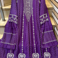 Mul Chanderi Anarkali Suit Set with Mukaish Embroidery