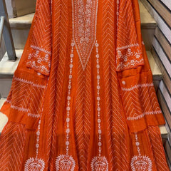 Mul Chanderi Anarkali Suit Set with Mukaish Embroidery
