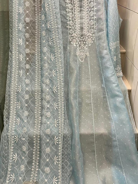 Pure Organza Anarkali Set with Pearl, Sequin & Katdana Work