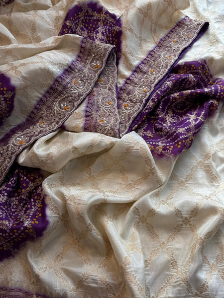 Banarasi Munga Silk Saree with Zardozi & Pearl Work