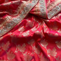 Soft Munga Silk Saree with Kutdana & Zarkan Embellishment