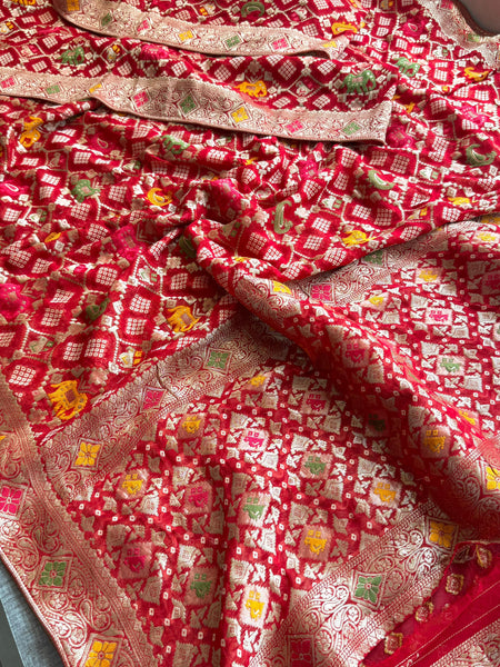 Khaddi Georgette Banarasi Silk Saree with Meena Weaving