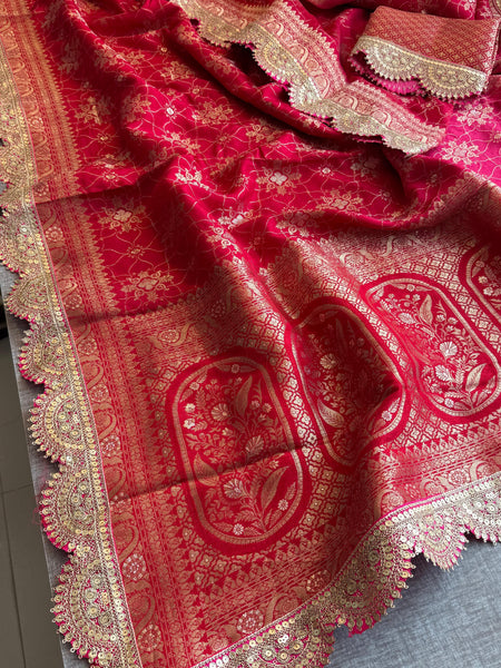 Jacquard Munga Silk Saree with Marodi Zari Border