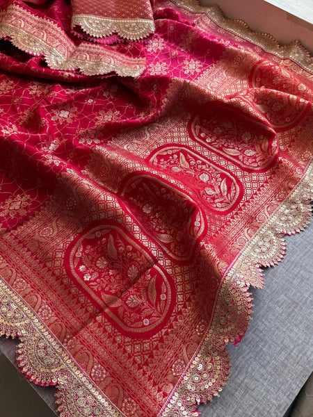 Jacquard Munga Silk Saree with Marodi Zari Border