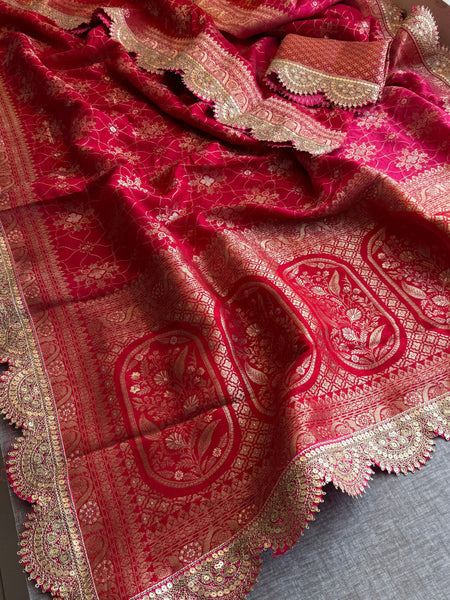 Jacquard Munga Silk Saree with Marodi Zari Border