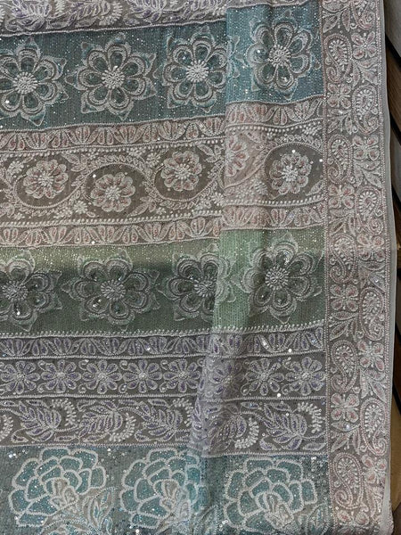Luxury Pure Georgette Wedding Saree with Pearl & Sequin Work