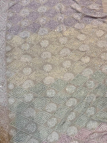 Luxury Pure Georgette Wedding Saree with Pearl & Katdana Work